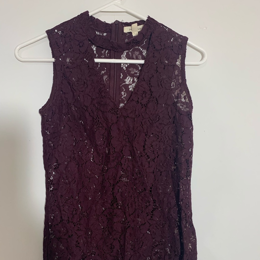 Paper + Tee burgundy/ Plum lace shell